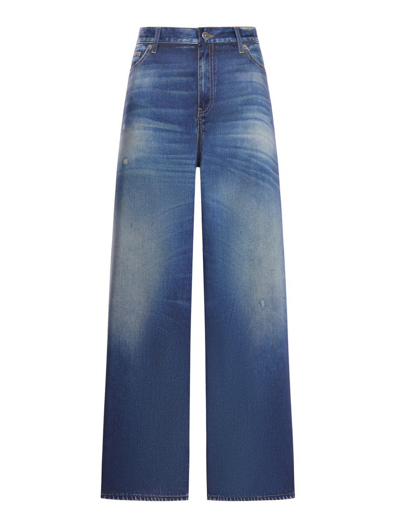 COTTON TROUSERS WITH DENIM PRINT