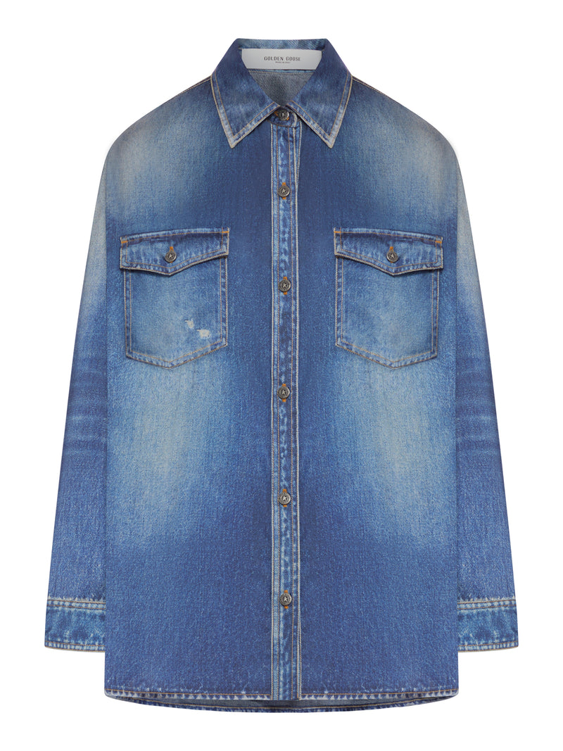 OVERSIZED SHIRT WITH DENIM PRINT
