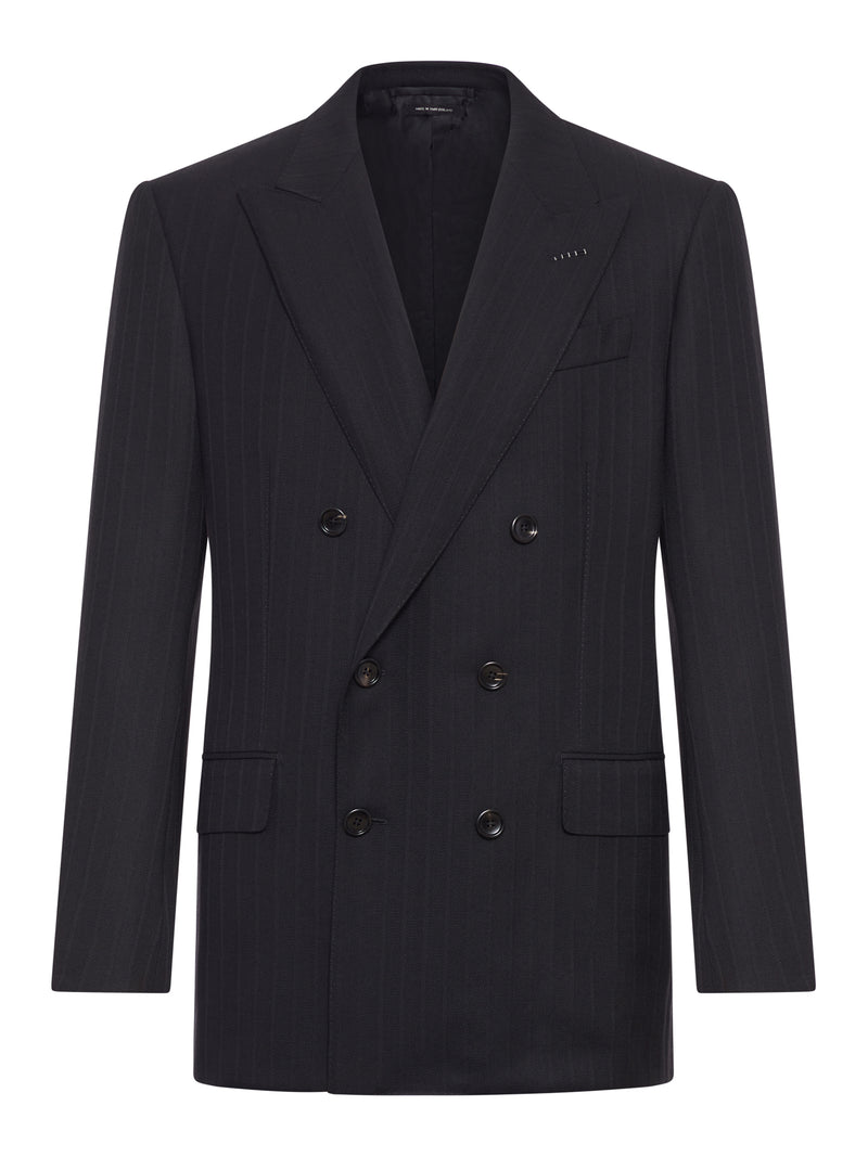 DOUBLE-BREASTED PINSTRIPED WOOL JACKET