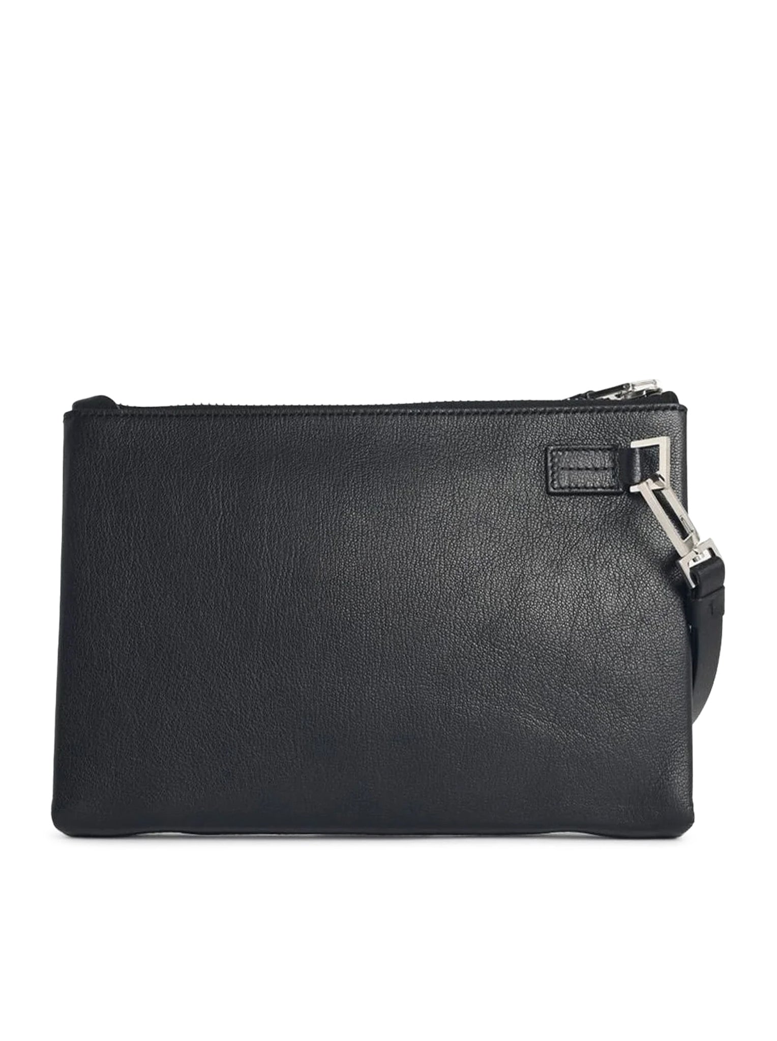 GRAIN LEATHER MINIMAL SLIM POUCH WITH WRISTLET