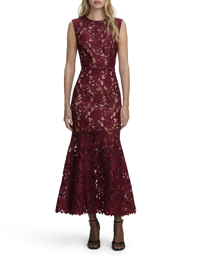 GUIPURE LACE MIDI DRESS