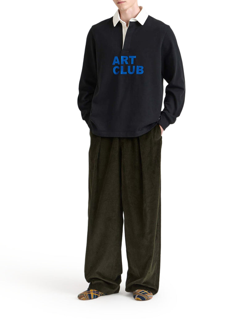 MEN`S "ART CLUB" RUGBY POLO SHIRT IN WASHED BLACK