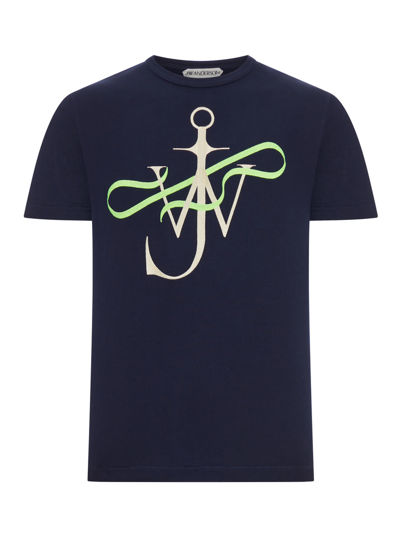 MEN`S NAVY BLUE "RIBBON ANCHOR" COTTON T-SHIRT