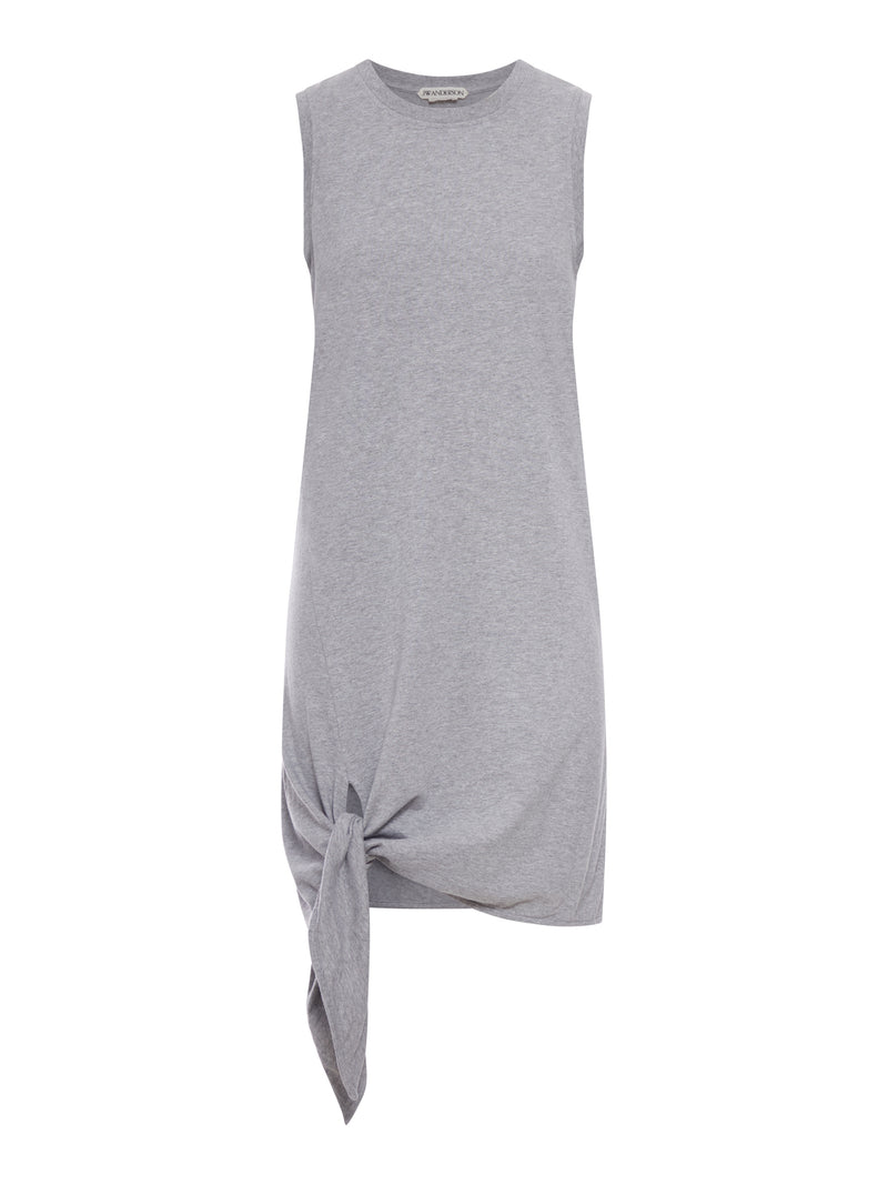 KNOTTED HEM DRESS IN MEDIUM GREY MÉLANGE