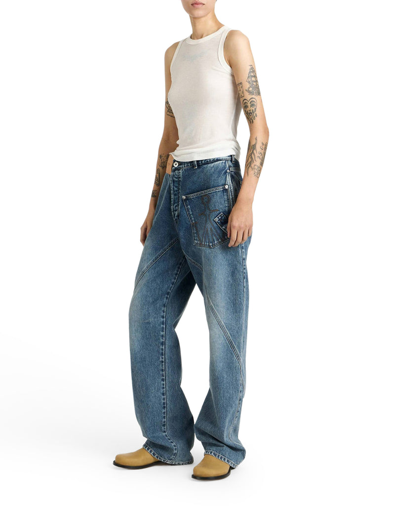 WORKWEAR JEANS WITH OFF-CENTRALIZED CLOSURE