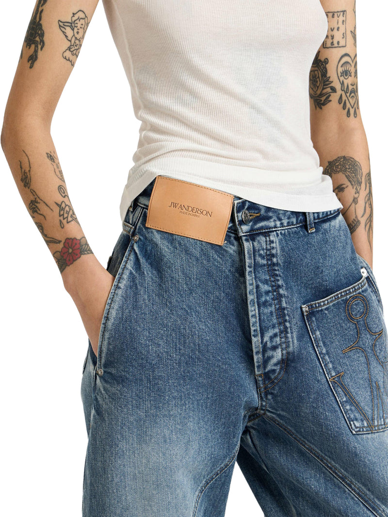 WORKWEAR JEANS WITH OFF-CENTRALIZED CLOSURE