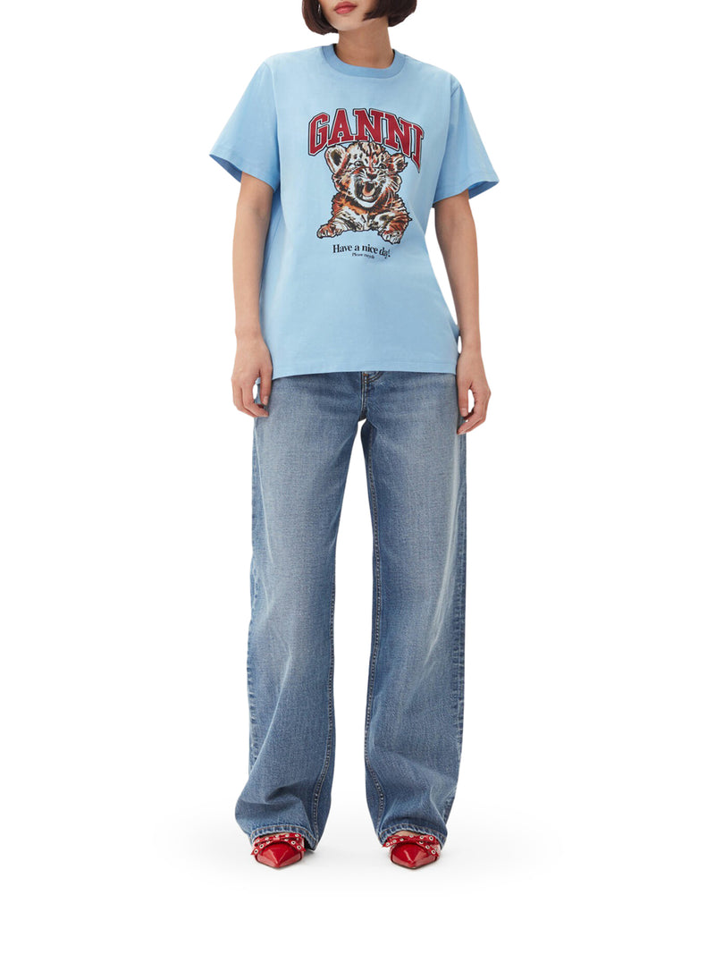 COTTON JERSEY T-SHIRT WITH TIGER PRINT
