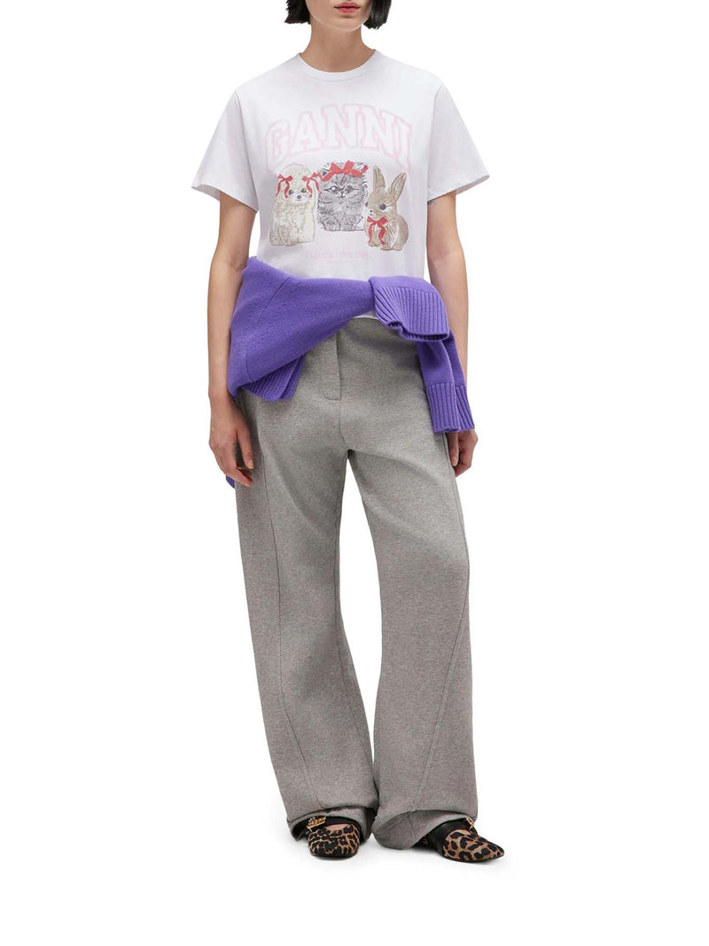 COTTON JERSEY T-SHIRT WITH ANIMALS PRINT