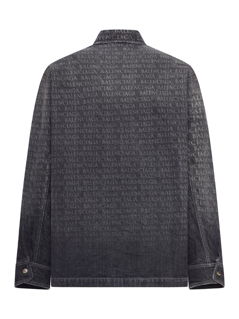 DENIM OVERSHIRT WITH ALL-OVER LOGO