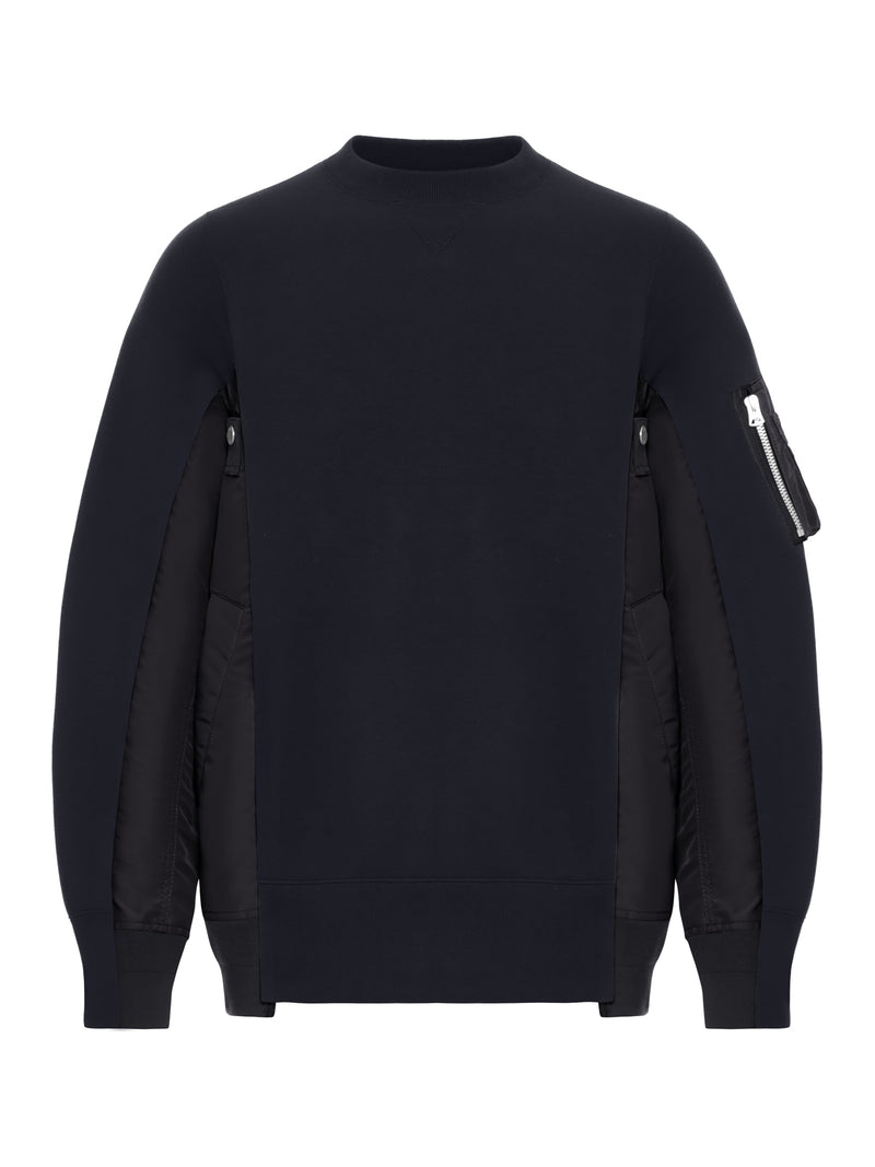 COTTON BLEND SWEATSHIRT WITH NYLON DETAILS APPLIED
