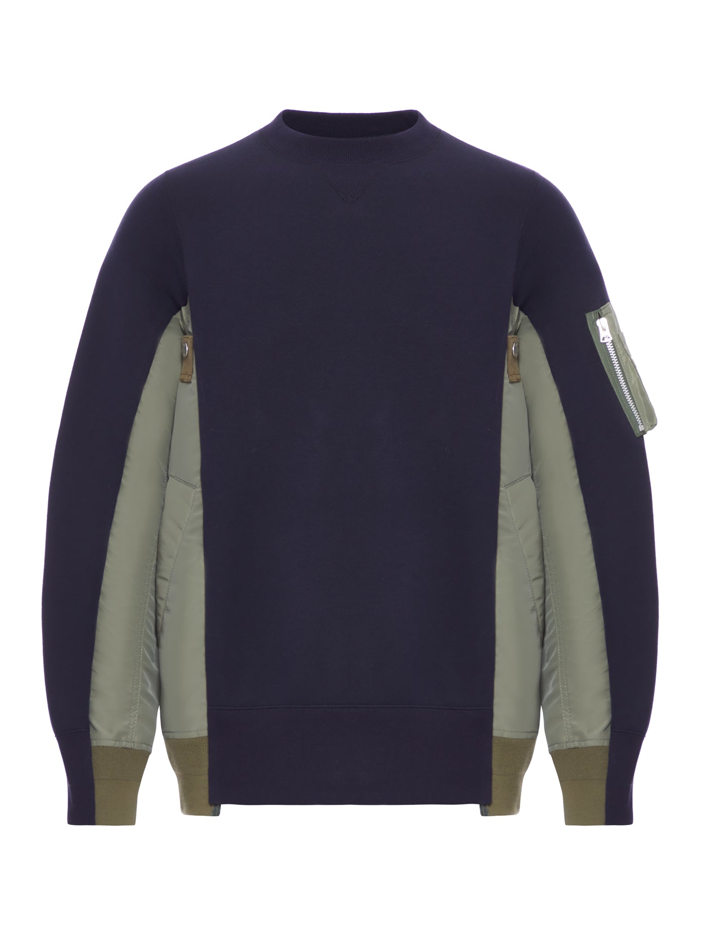 COTTON BLEND SWEATSHIRT WITH NYLON DETAILS APPLIED