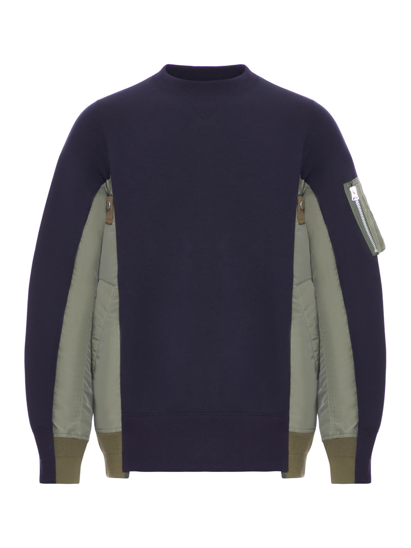 COTTON BLEND SWEATSHIRT WITH NYLON DETAILS APPLIED