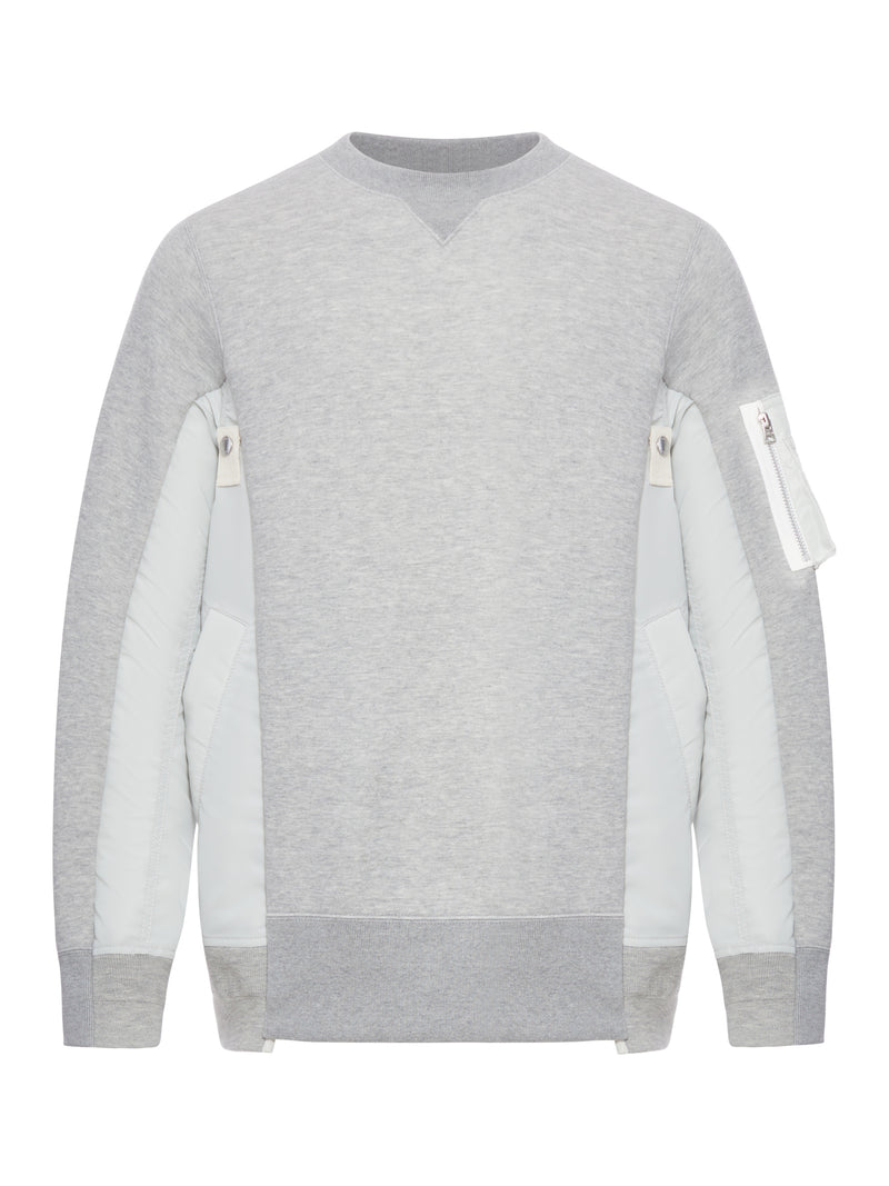 COTTON BLEND SWEATSHIRT WITH NYLON DETAILS APPLIED