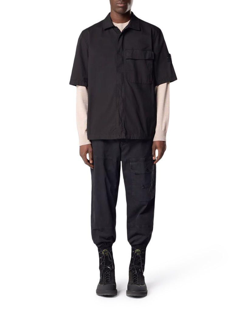 SHORT-SLEEVED SHIRT IN STRETCH ORGANIC COTTON TWILL