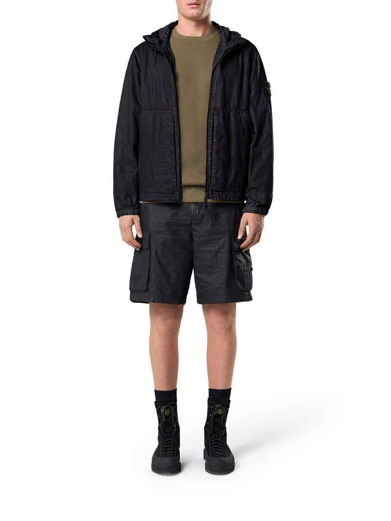 TECHNICAL FABRIC JACKET WITH HOOD AND ZIP