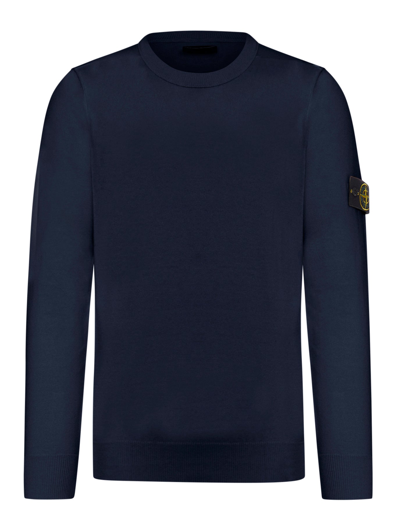 STONE ISLAND CREW NECK SWEATER WITH BADGE, NAVY BLUE