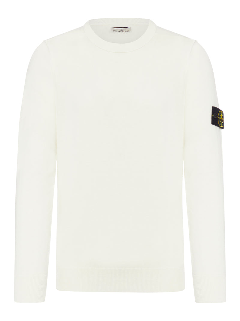 STONE ISLAND CREW NECK SWEATER WITH BADGE