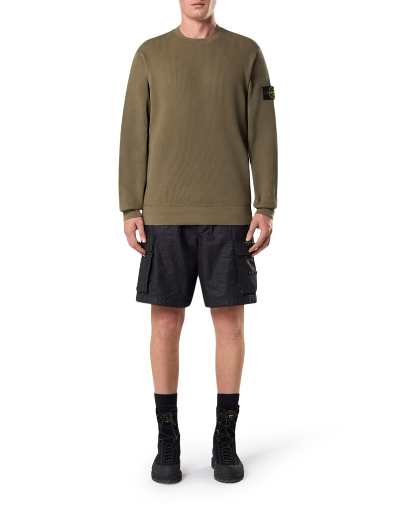 CREW NECK SWEATSHIRT IN ORGANIC COTTON WITH HONEYCOMB WORKMANSHIP