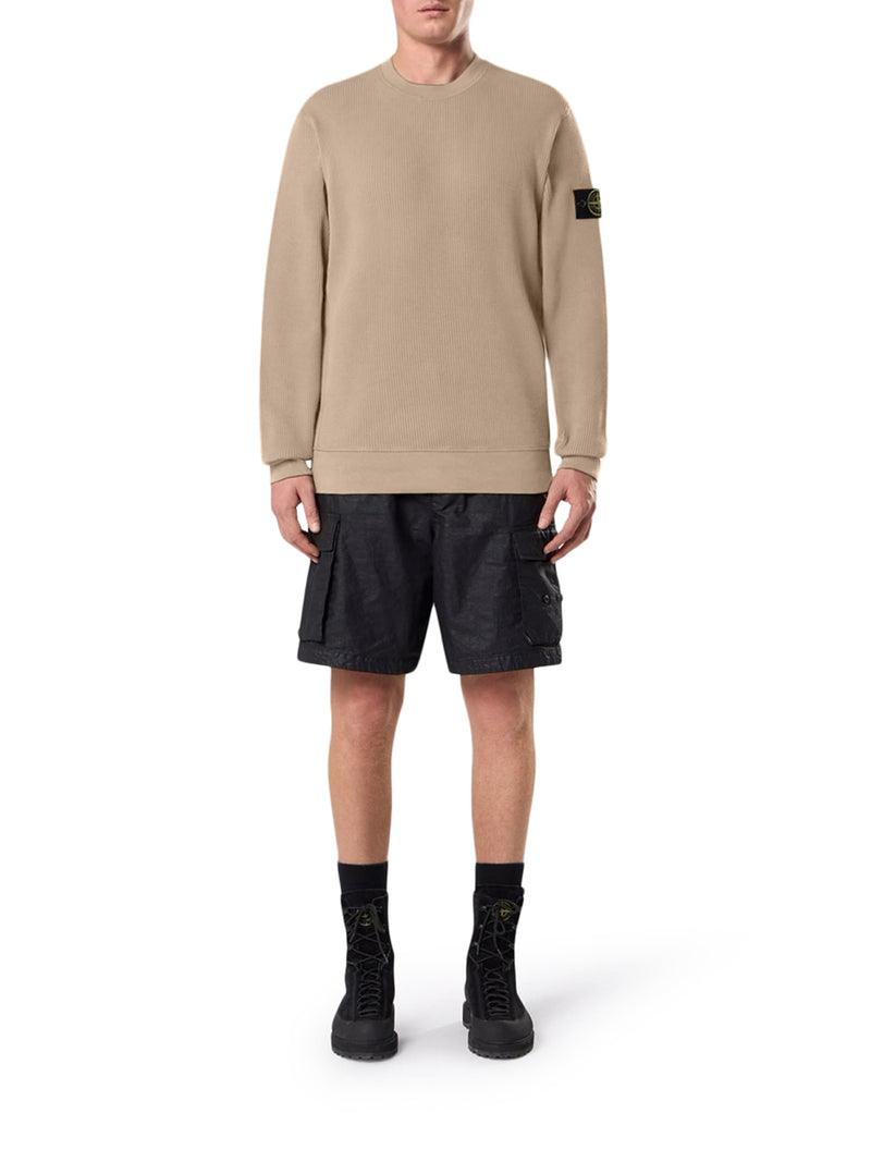 CREW NECK SWEATSHIRT IN ORGANIC COTTON WITH HONEYCOMB WORKMANSHIP