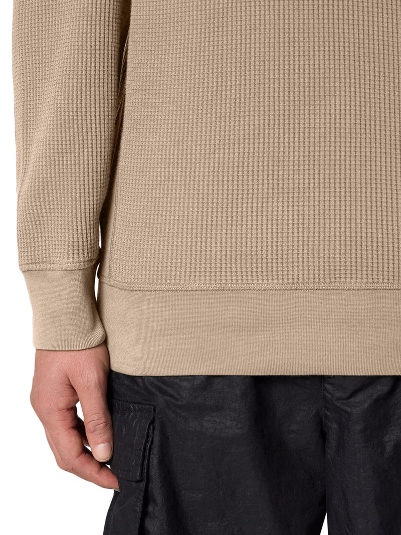 CREW NECK SWEATSHIRT IN ORGANIC COTTON WITH HONEYCOMB WORKMANSHIP
