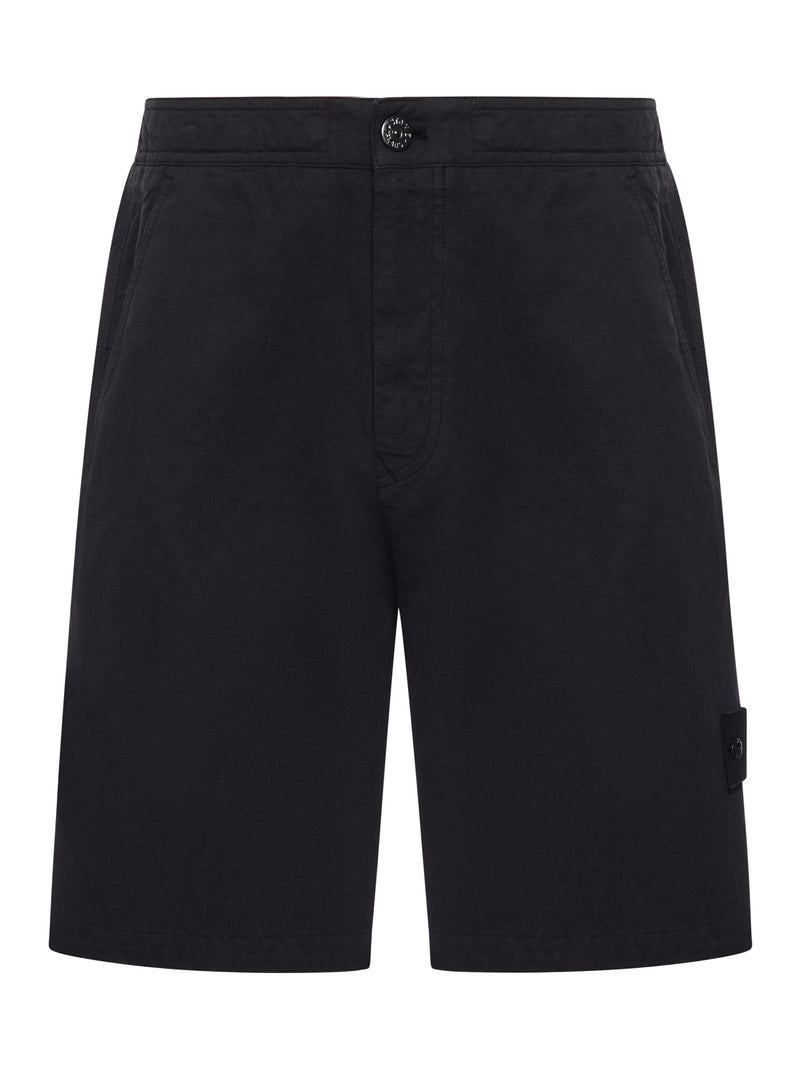 COTTON BERMUDA SHORTS WITH ICONIC BADGE APPLIED