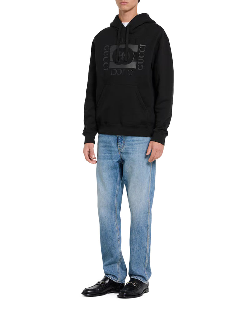COTTON JERSEY HOODIE WITH PRINT