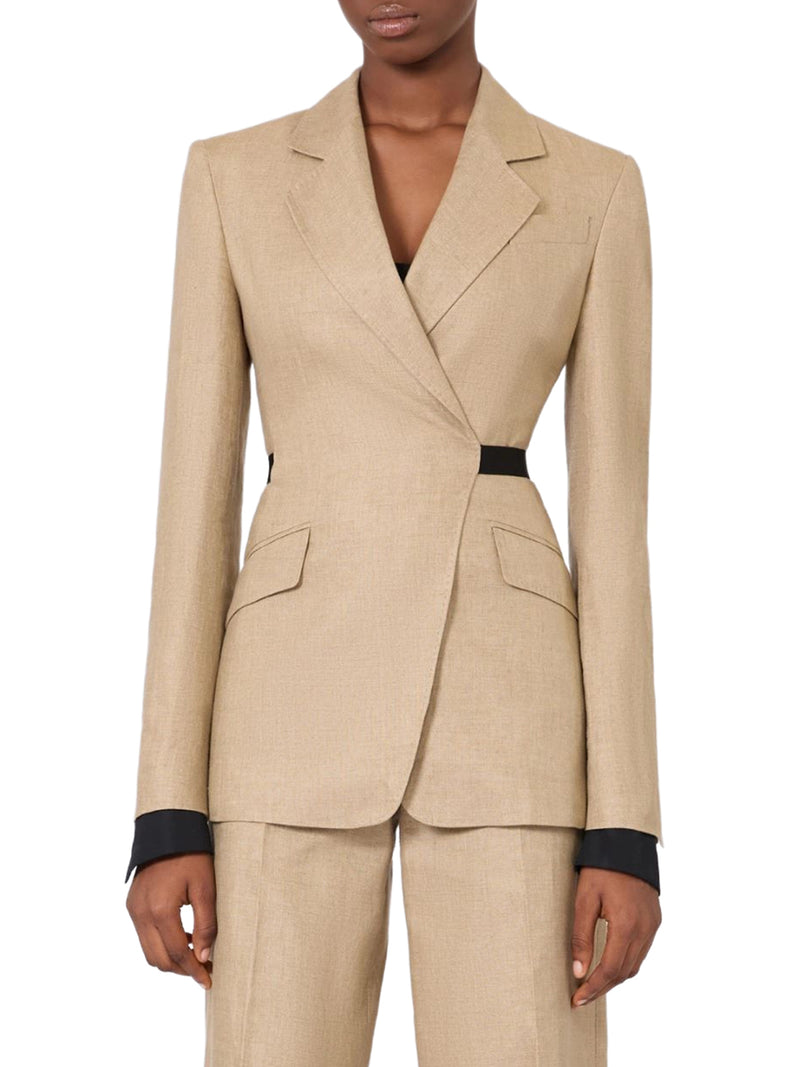 DOUBLE-BREASTED BLAZER IN PURE LINEN NATTÉ