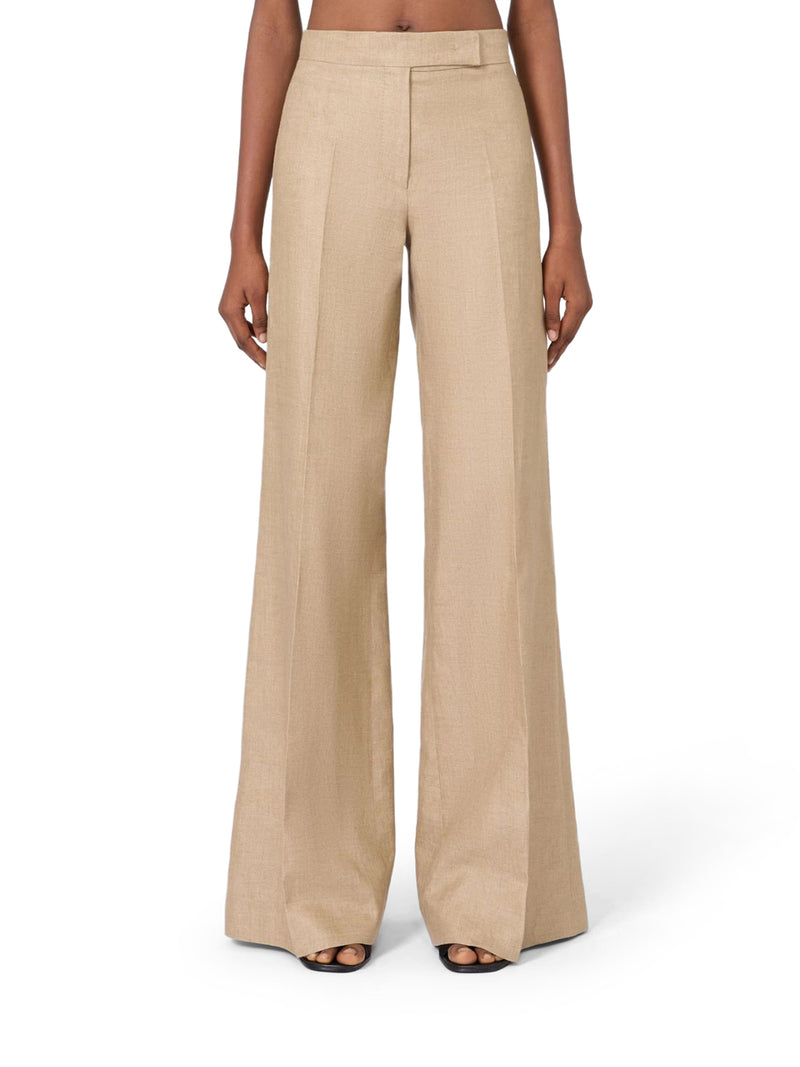 REGULAR FIT TROUSERS IN LINEN NATTÉ
