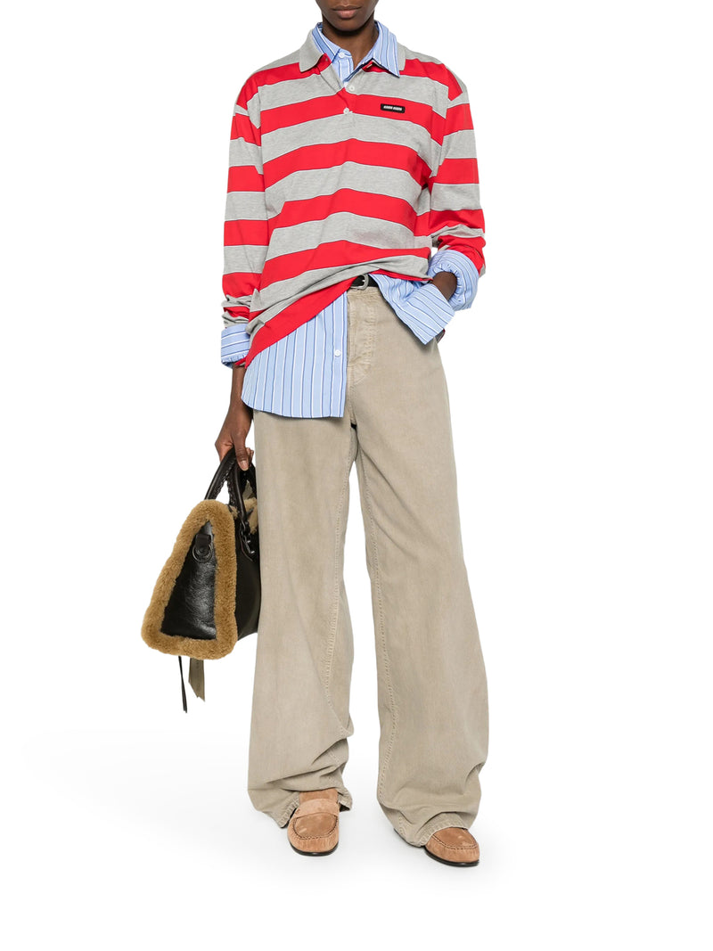 STRIPED COTTON JERSEY POLO SHIRT WITH LOGO PATCH