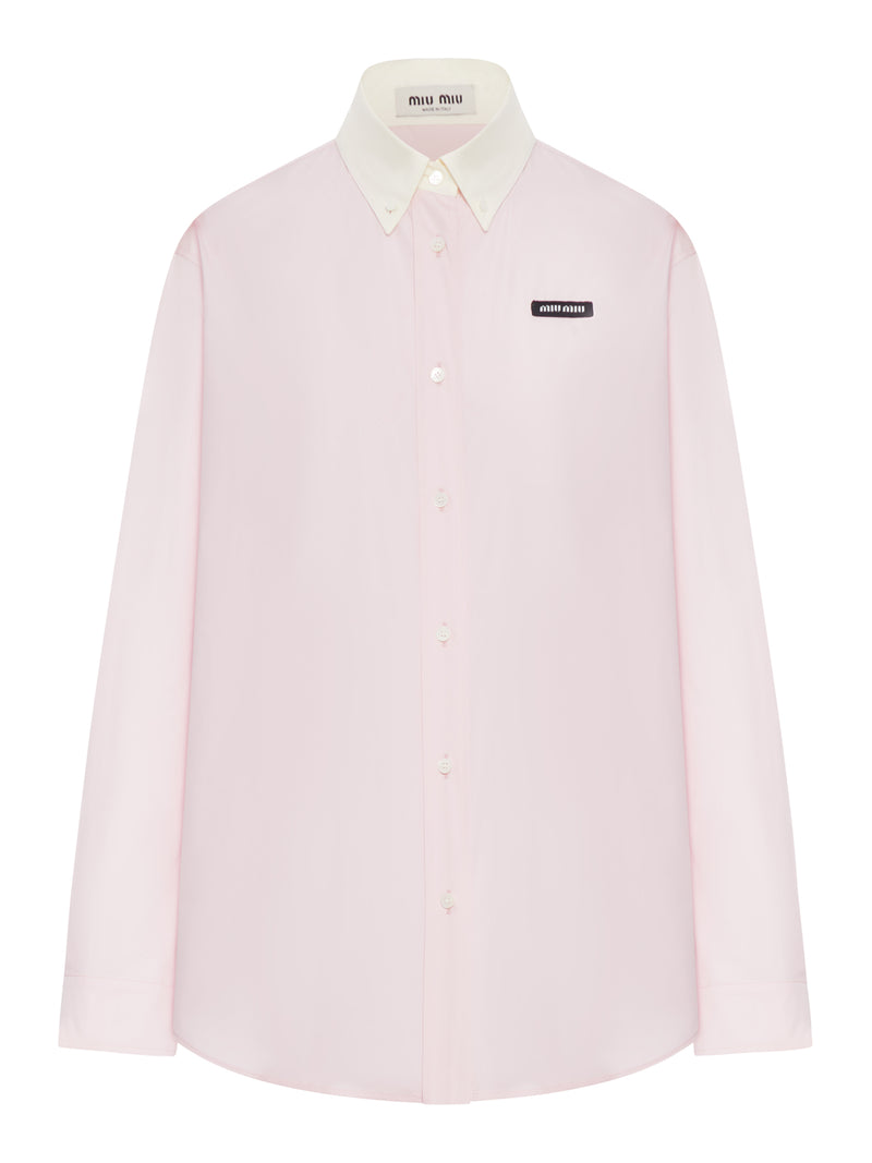 COTTON POPLIN SHIRT WITH LOGO PATCH