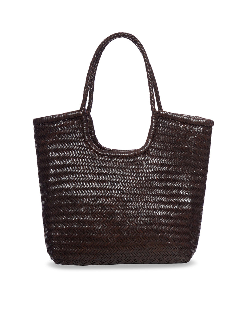 NS DIAGONAL LEATHER TOTE BAG