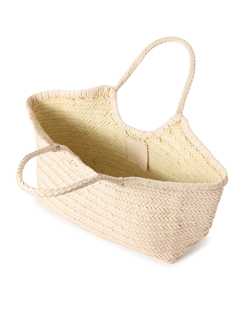 NANTUCKET BIG TOTE BAG IN WOVEN LEATHER SAND