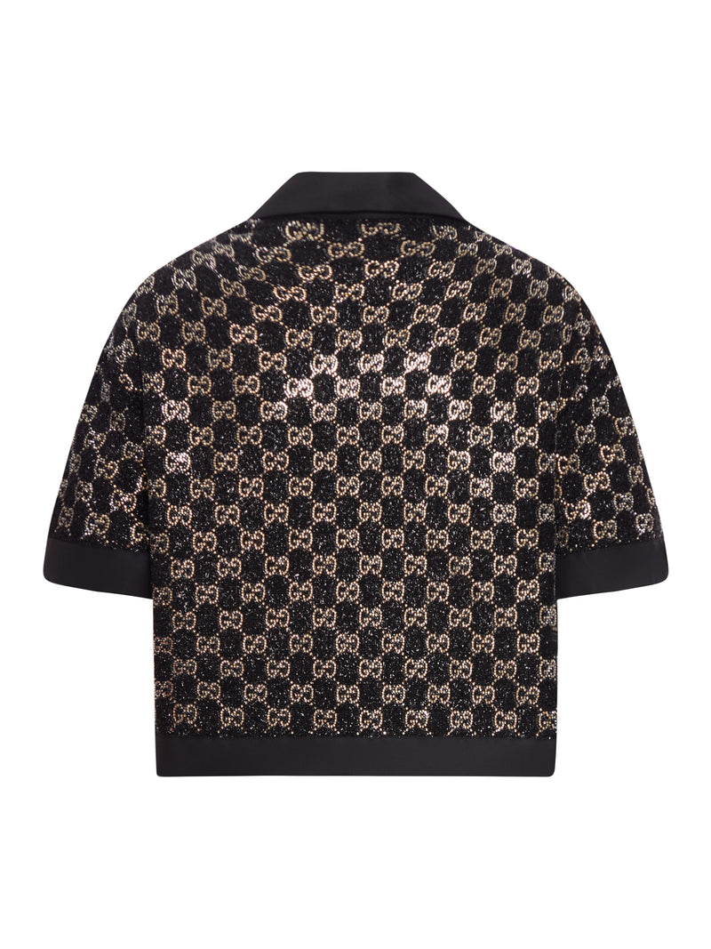 WOOL TWEED TOP WITH RHINESTONE