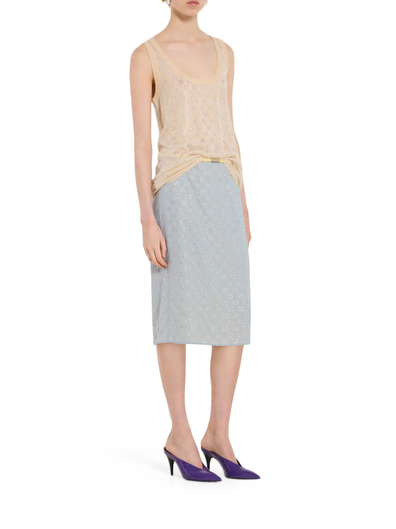 SILK TOP WITH ALL-OVER "GG" PATTERN