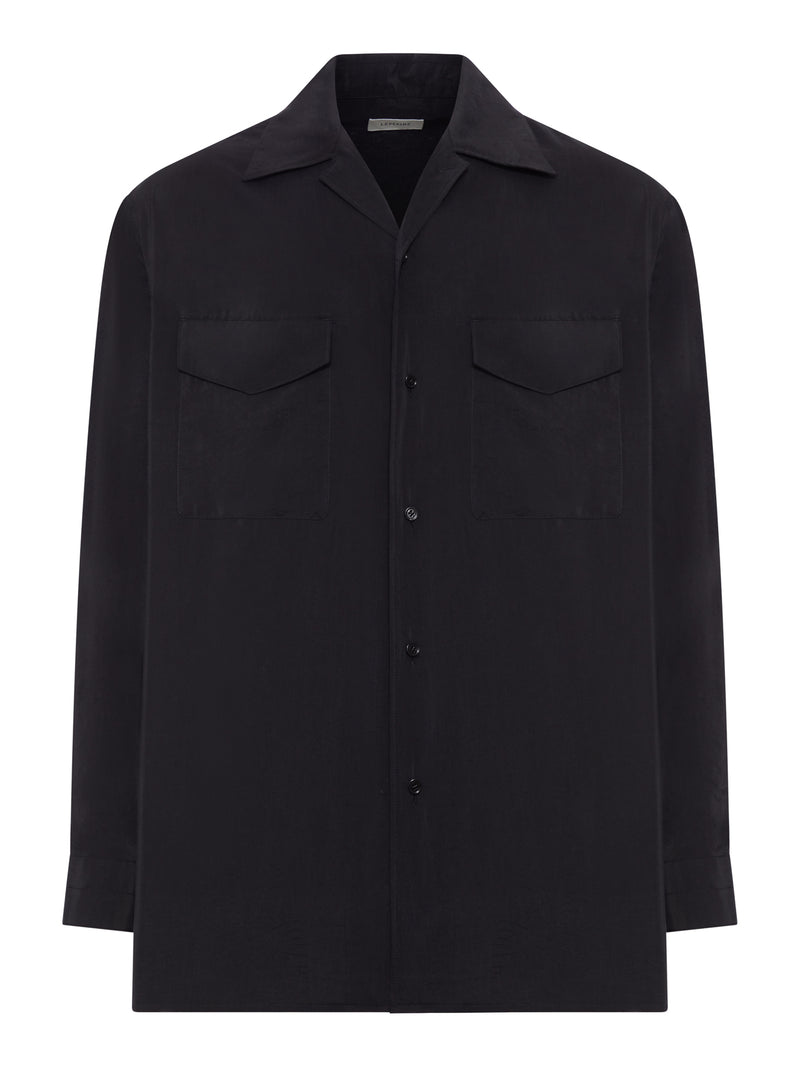 CONVERTIBLE COLLAR SHIRT IN DRY SILK