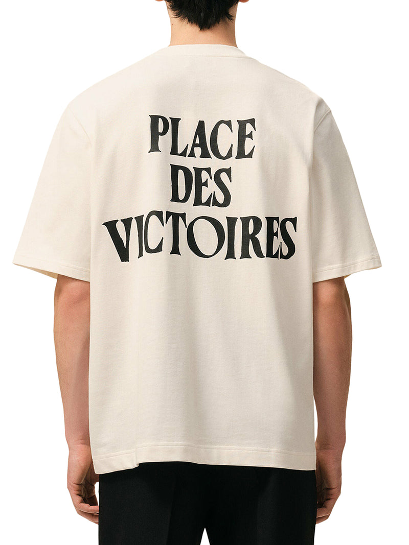 WHITE T-SHIRT WITH PLACE DES VICTOIRES PRINT IN COTTON