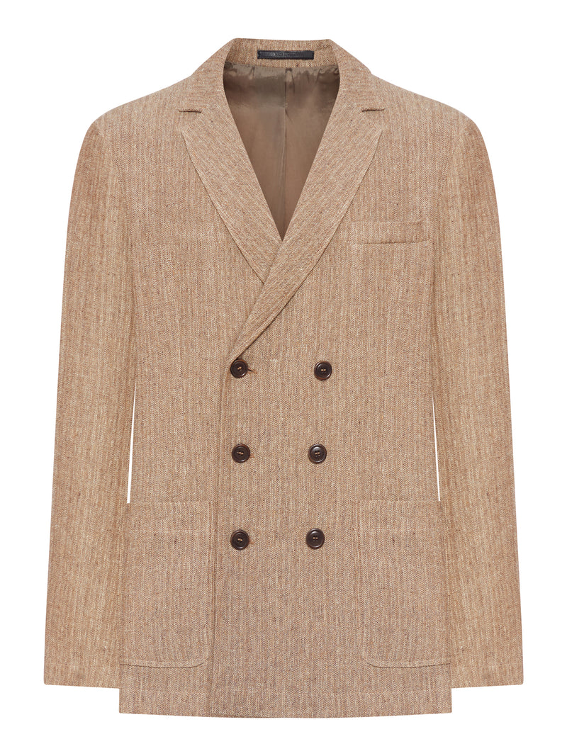 DOUBLE-BREASTED LINEN BLAZER