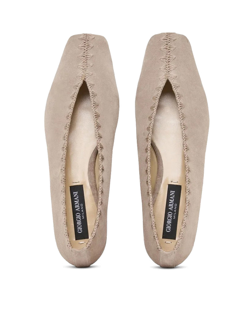 SUEDE BALLERINAS WITH EMBROIDERY