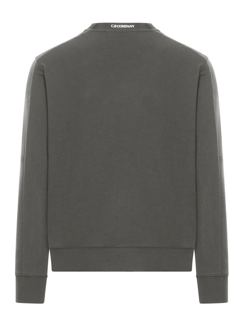 CREW NECK FLEECE SWEATSHIRT WITH EMBOSSED LENS