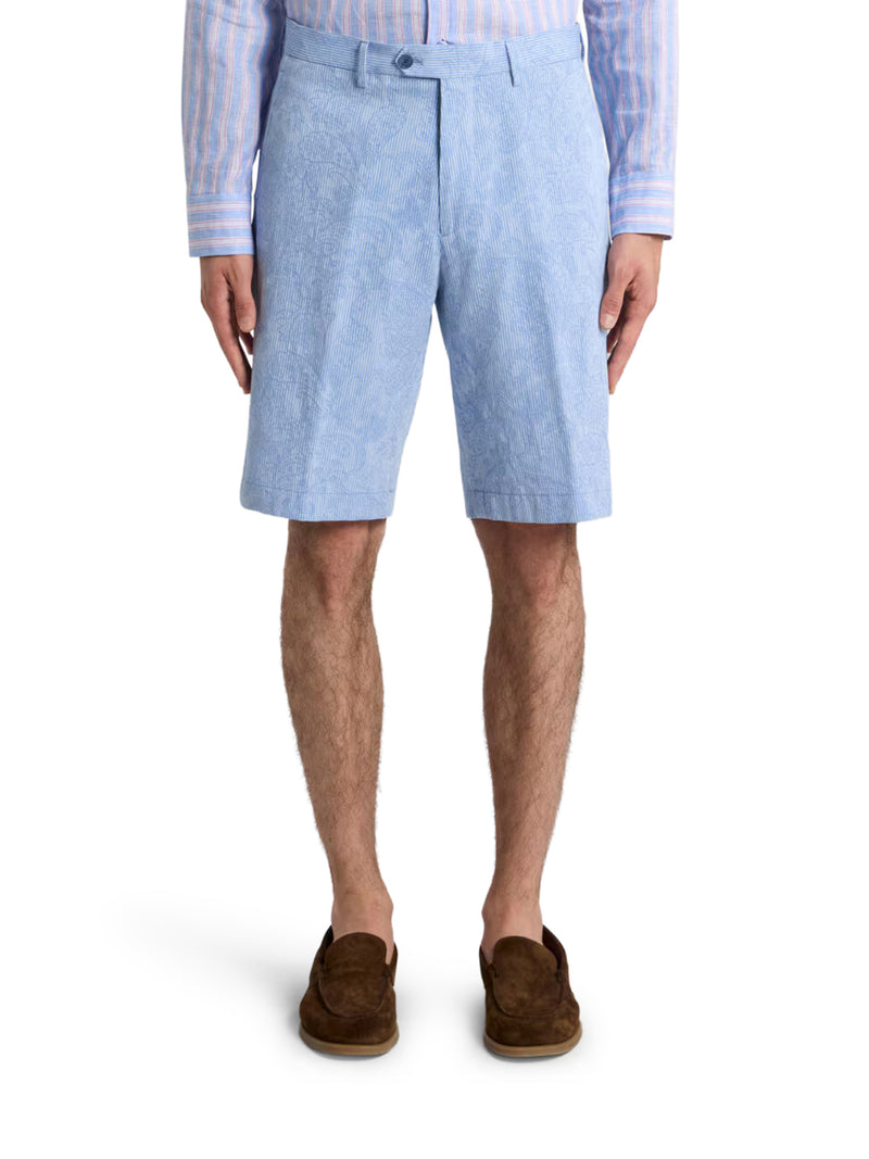 JACQUARD COTTON SHORTS WITH FLORAL PAISLEY STRIPES