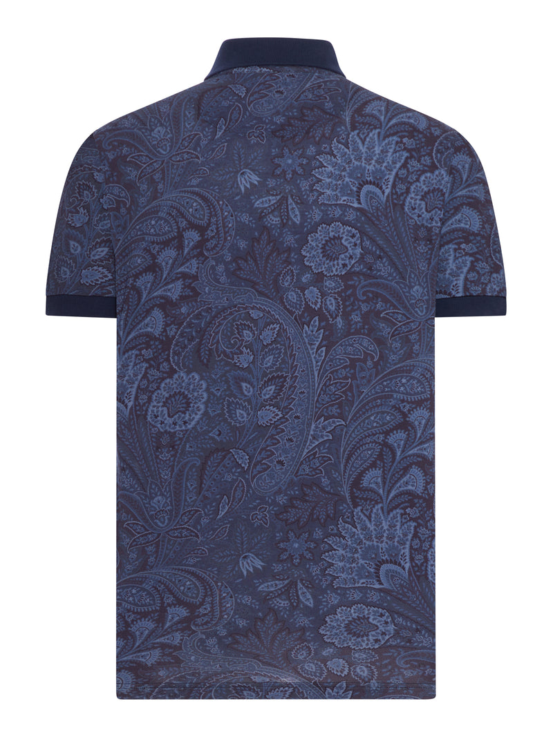 COTTON PIQUET POLO SHIRT WITH PAISLEY PRINT