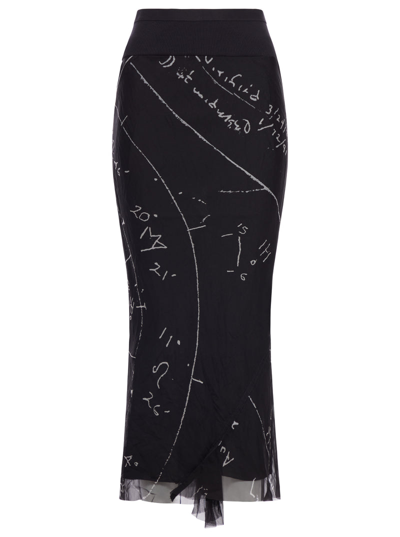 SILK MIDI SKIRT WITH GRAPHIC PRINT