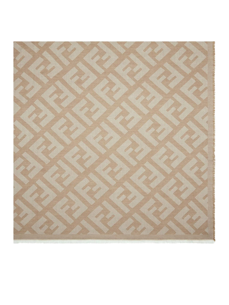 FF SHAWL IN BEIGE WOOL AND CASHMERE