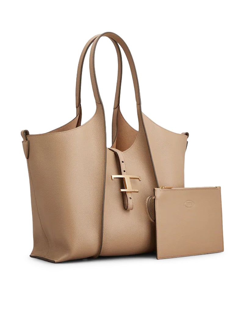 T TIMELESS SMALL LEATHER SHOPPING BAG