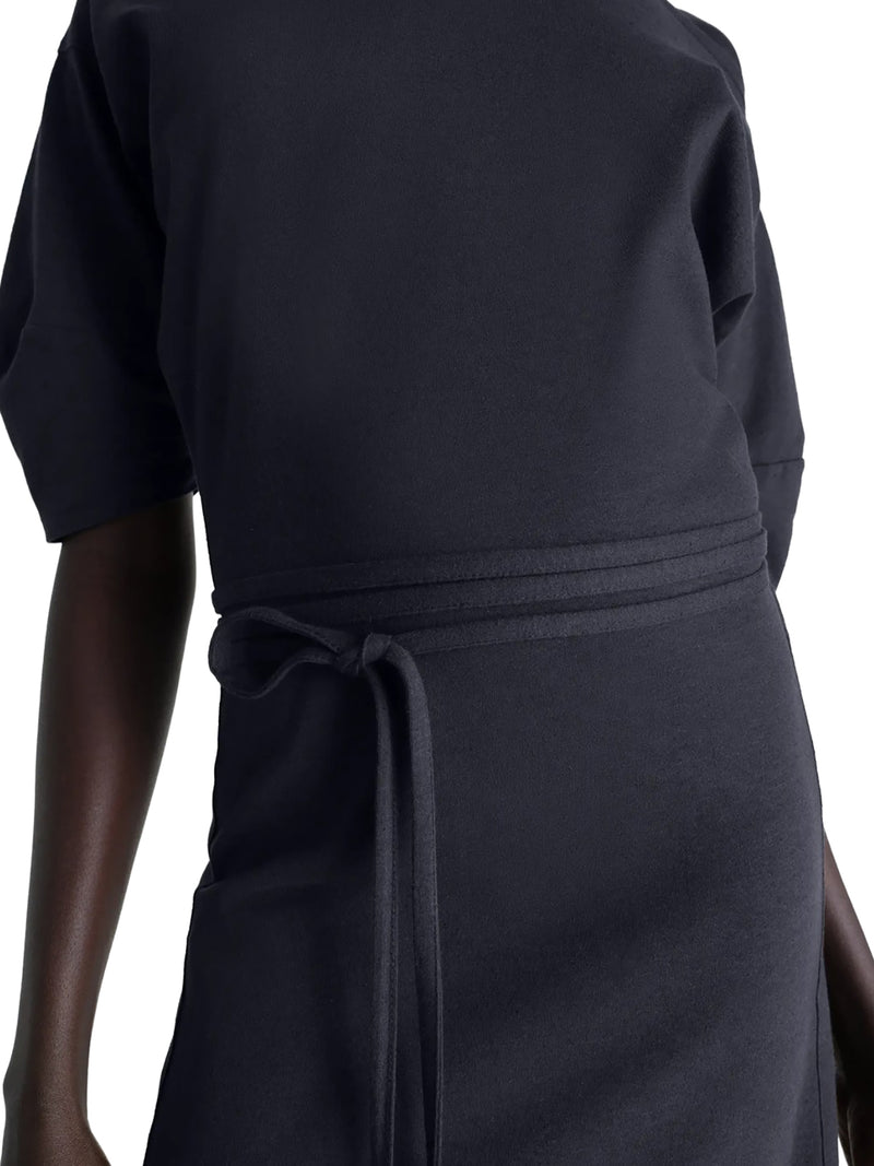 OFF-SHOULDER DRESS IN HEAVY LINEN AND COTTON JERSEY