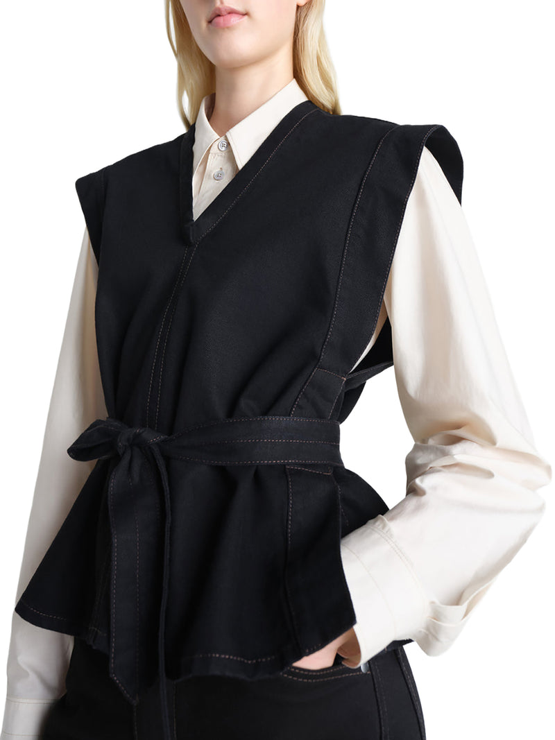 DENIM TOP WITH WAIST BELT