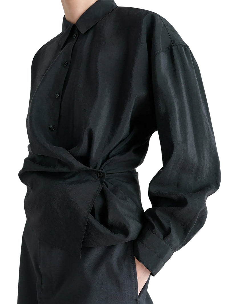 STRAIGHT COLLAR TWISTED SHIRT