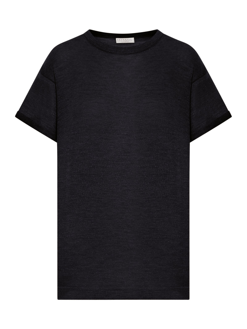 LIGHTWEIGHT CASHMERE AND SILK SWEATER WITH LUREX INSERTS