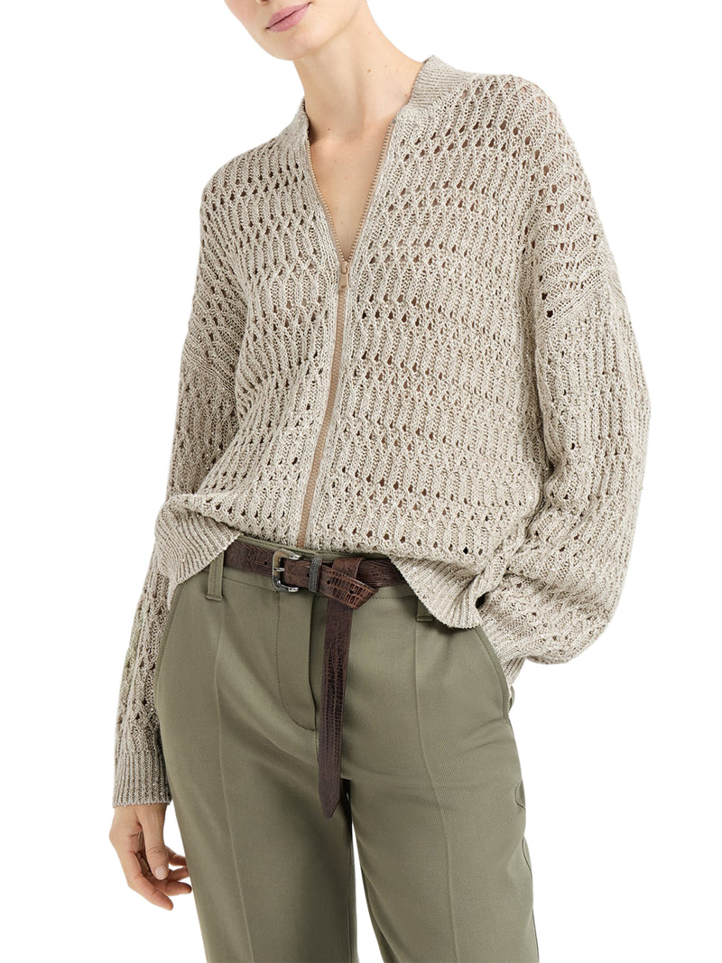 DAZZLING BRAIDS LINEN CARDIGAN