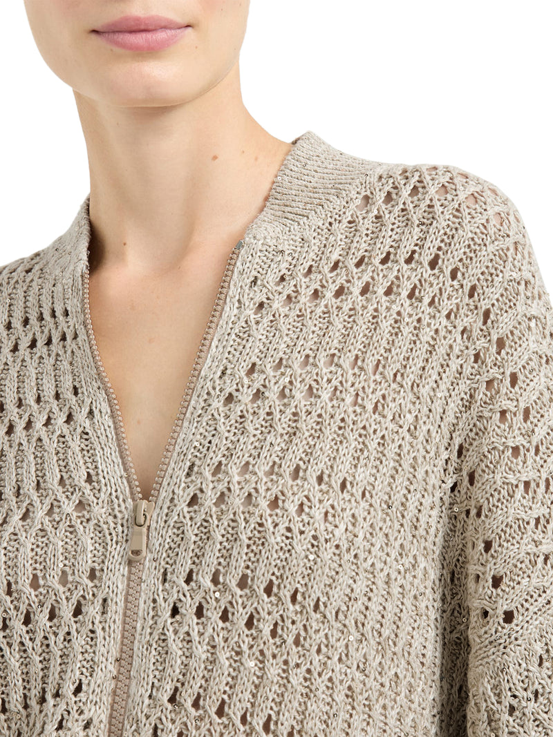 DAZZLING BRAIDS LINEN CARDIGAN